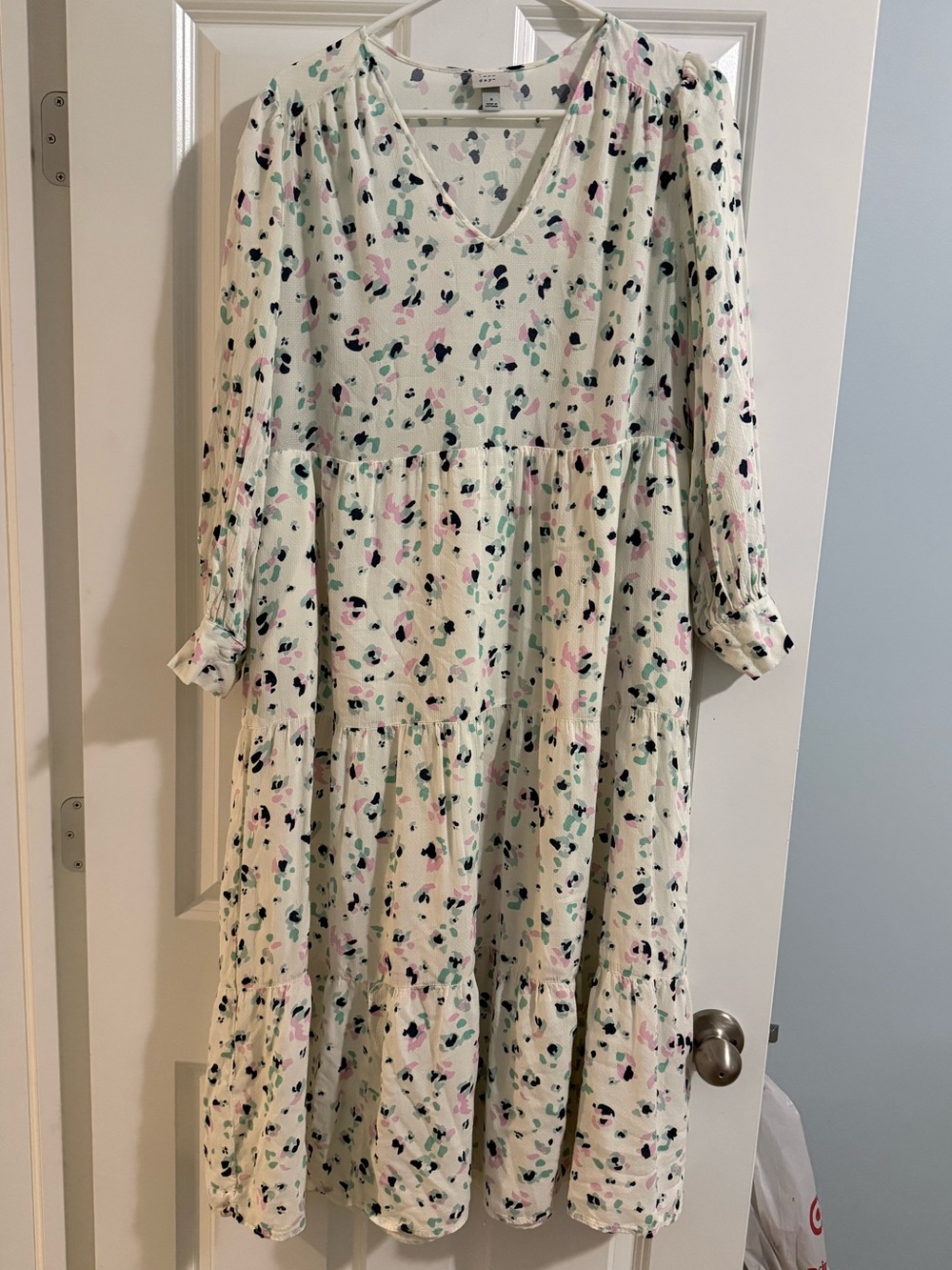 a new day white Maxi Dress with Pink, Mint, and Navy Floral Print